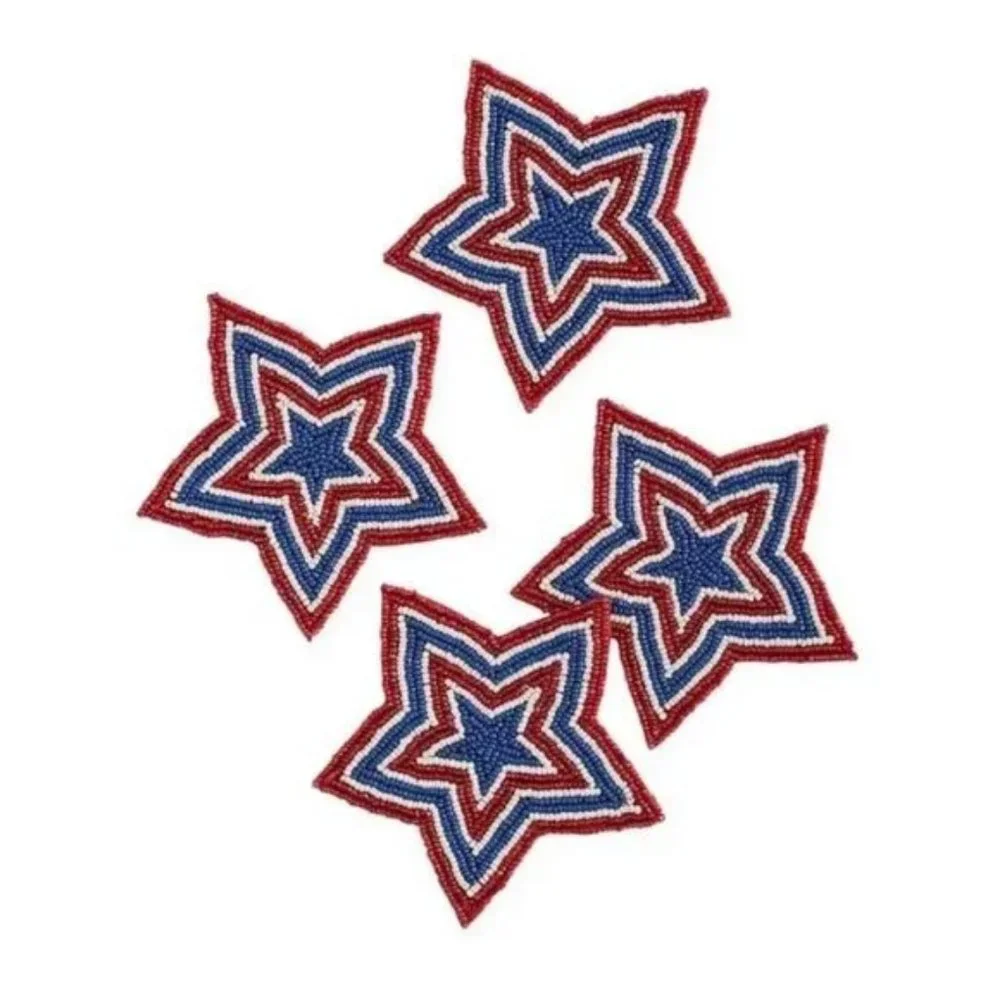 NWT Pier 1 Americana Beaded Coasters - Set of 4